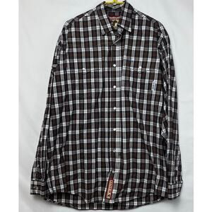 Cinch Men's Small Brown/Black Classic Cowboy Pearl Snap Up Lg Sleeve Plaid Shirt